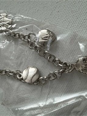 DODGERS BRACELET Silver Baseball Charm Bracelet - Sports Themed
